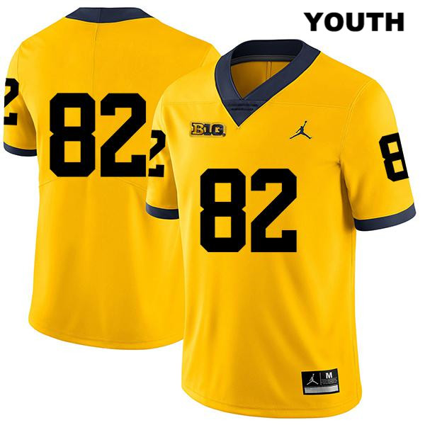 Youth NCAA Michigan Wolverines Nick Eubanks #82 No Name Yellow Jordan Brand Authentic Stitched Legend Football College Jersey QG25Z56NJ